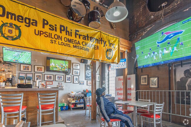 Residents love watching sports at the local bar and grill, Firehouse 282.