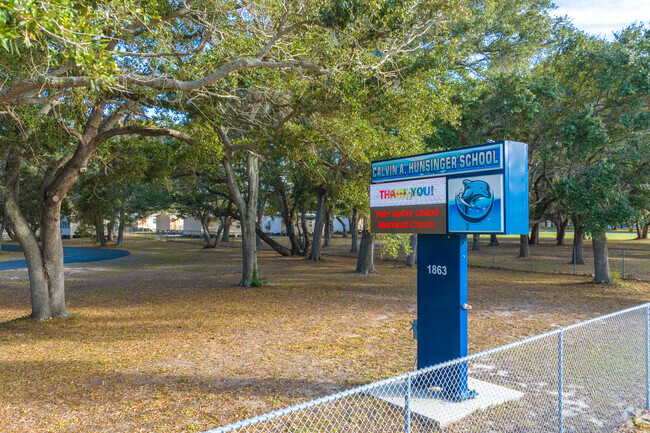 Calvin A. Hunsinger School entrance welcomes students to learn.