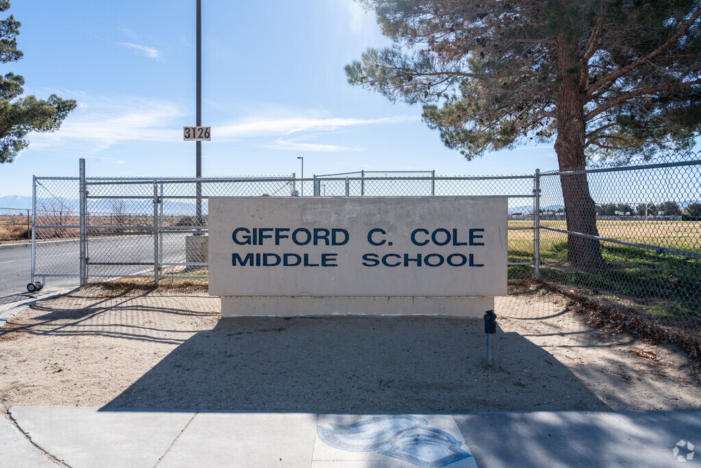 Gifford C. Cole Middle School is located at 3126 E. Ave. I, Lancaster, CA 93535.