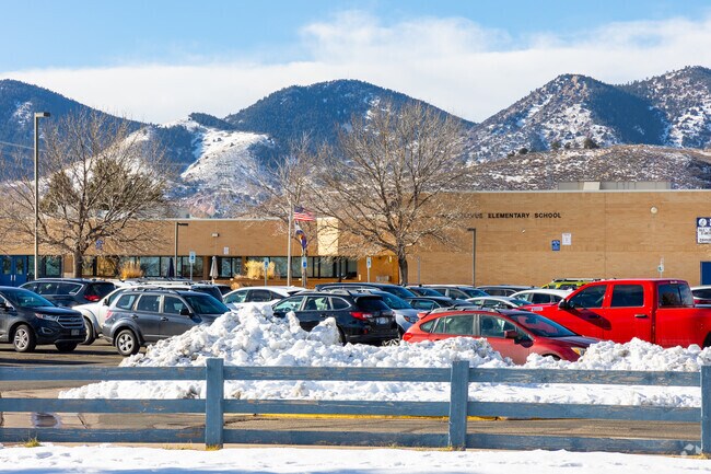 Kendallvue Elementary School in Morrison has a scenic mountain background.
