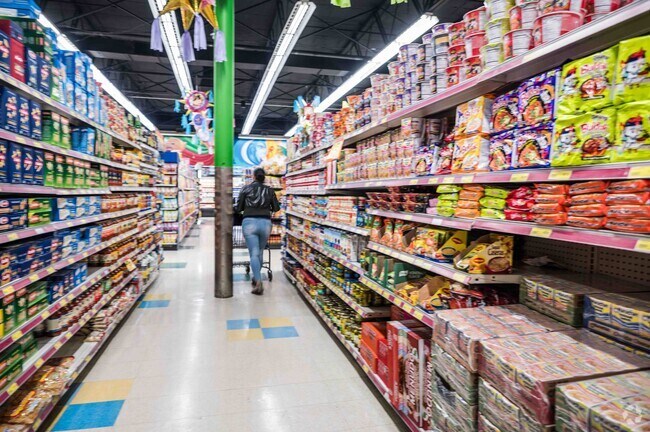 A customer shopping in the El Ranchito Super Market which serves the Forest Park community.