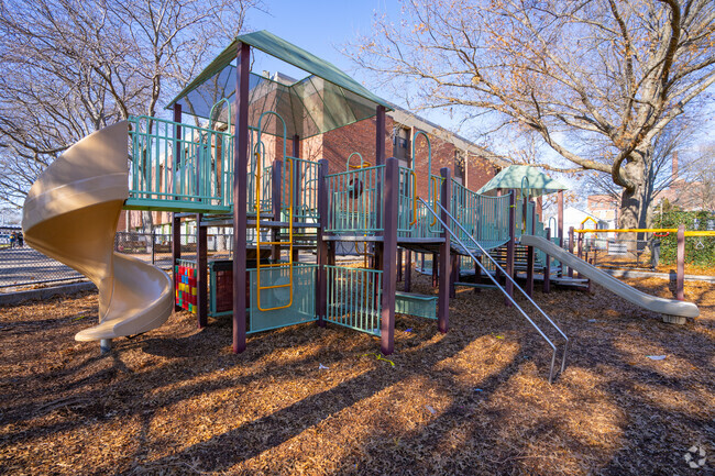 There's a large playground behind Kennedy-Longfellow School in East Cambridge.