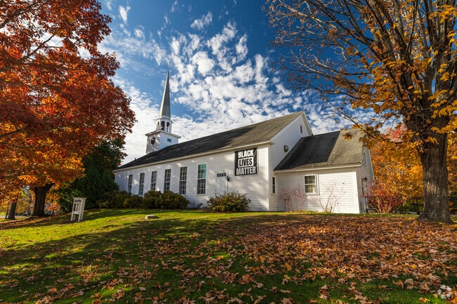 Harvard's Unitarian Universalist chapel is located right at the center of Harvard town.