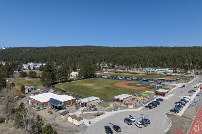 An aerial view of Sierra High (Continuation) School facing North West.