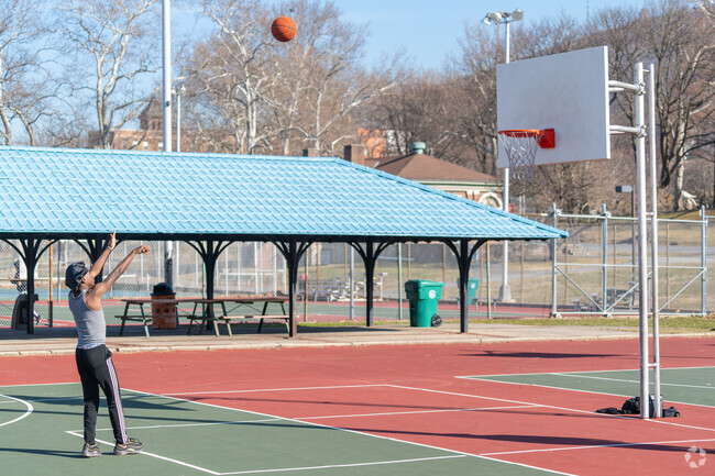 Practice your shot on the basketball courts at City Park.