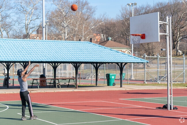 Practice your shot on the basketball courts at City Park.