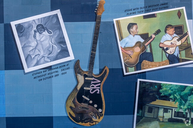 Cockrell Hill's Stevie Ray Vaughan Park is filled with murals of his life.