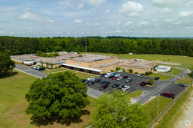 An aerial shot of John E. Ewing Middle School.