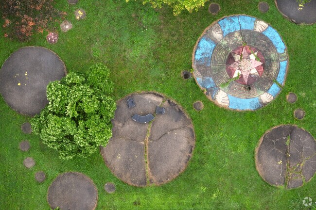 Students at Iroquois Junior/Senior High School can enjoy the outside in their court yard.