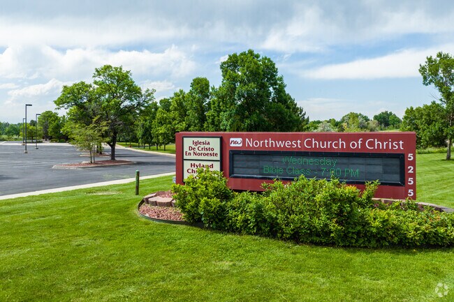 The entrance sign at Hyland Christian School in Westminster, Colorado.