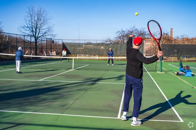 You can find active tennis courts at Riverside Park.