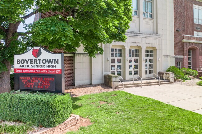 Boyertown Area Senior High School serves 2,100 students in grades 9-12.