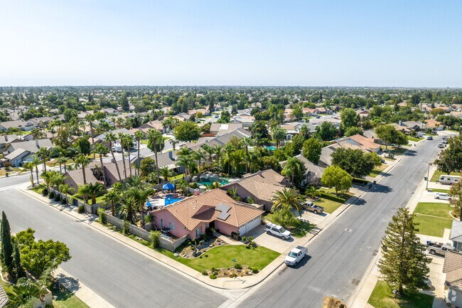 An elevated view showcasing the charming homes of Crystal Ranch.