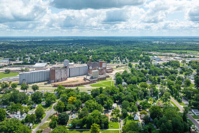The Old Pillsbury Factory showcases the industrial history of the neighborhood.