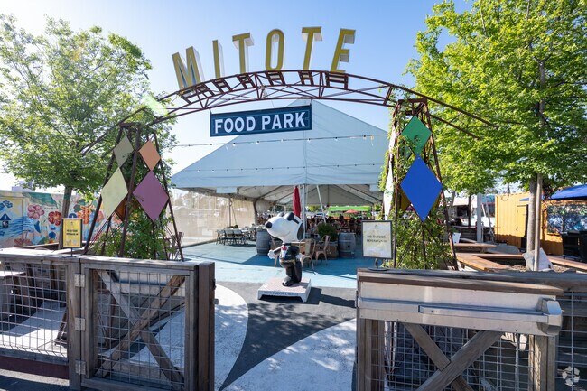 People enjoy dinner after work at Mitote Food Park in Roseland.