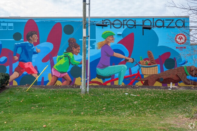 Local art painted along the Monon Trail can be seen outside Nora Plaza, a popular shopping area.