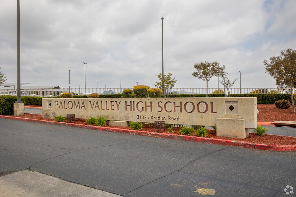 Welcoming entryway for students and staff at Paloma Valley High School in Menifee.