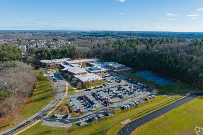 Amesbury High School in Amesbury has its own parking lot for students and staff to use.