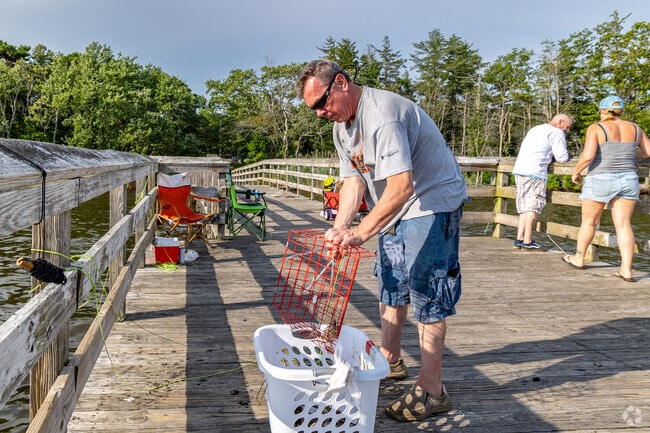 Brick Township residents can be seen crab fishing in Windward Beach Park.
