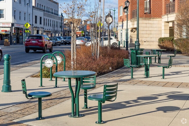 New sidewalks and sitting areas enhance the downtown Westbury experience.