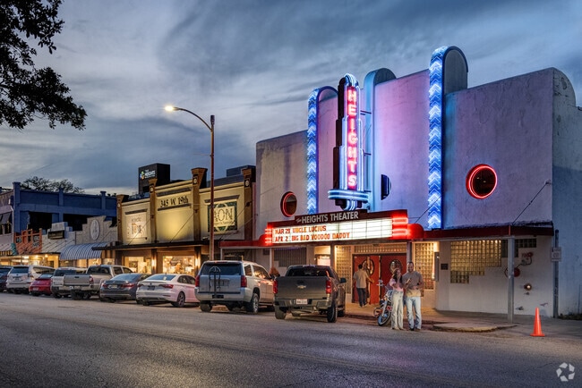 Nightlife in the Heights is vibrant, drawing residents to the Heights Theater.