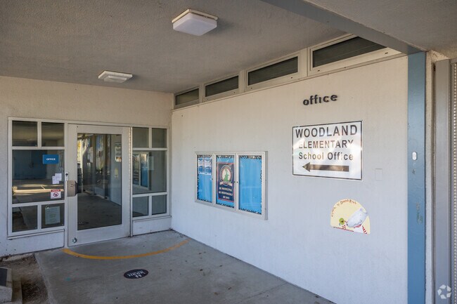 A welcoming entrance is seen at Woodland Elementary School in Costa Mesa.