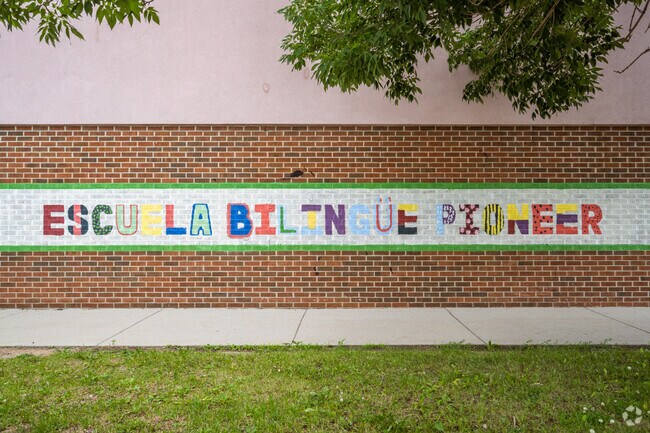 The mural at Pioneer Bilingual Elementary School in Lafayette, Colorado.