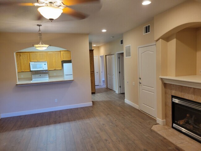 Living, dining, kitchen