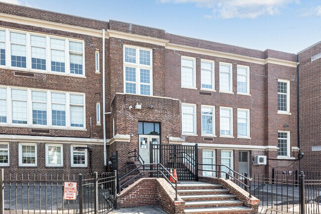 Steps lead to Hebrew Academy of the Five Towns & Rockaway High School in Cedarhurst.
