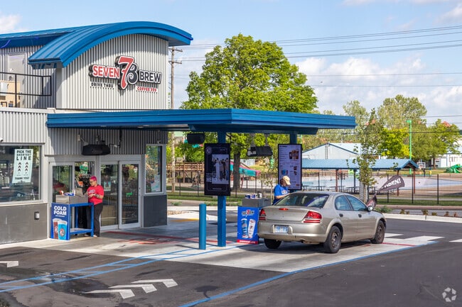 Seven Brew serves drive-thru coffee for Hoover’s morning commuters.
