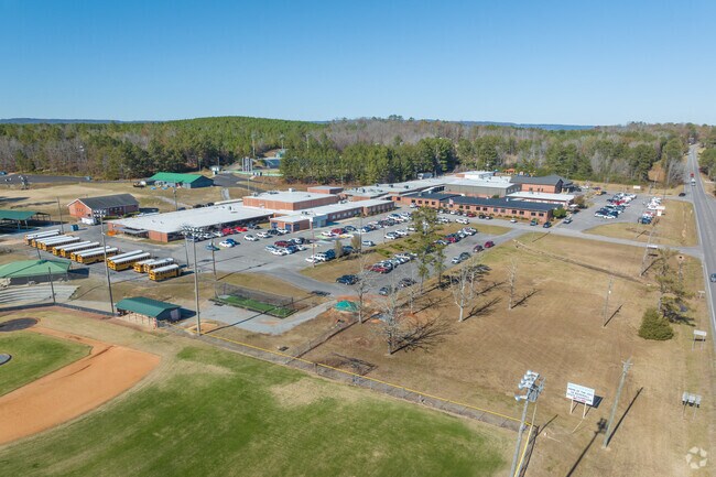 Ashville's High School, Middle and Elementary school are all located together.
