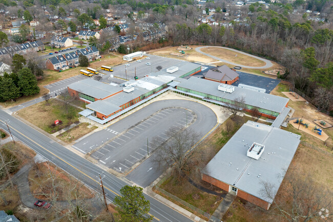 An aerial view of Skipwith Elementary School.