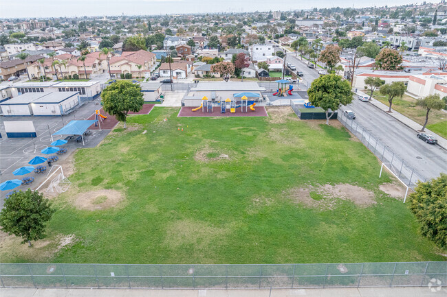 Athletic field and playground at Fremont Elementary School