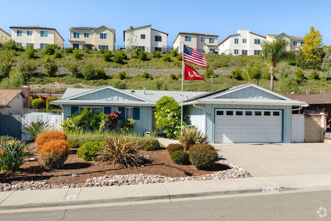 New development homes overlook charming older homes near Santee Lakes in East Elliot.