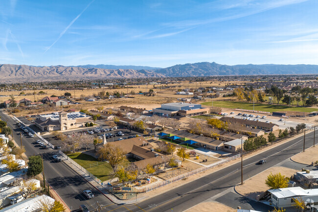 Hesperia Christian offers a sprawling campus when viewed from above.