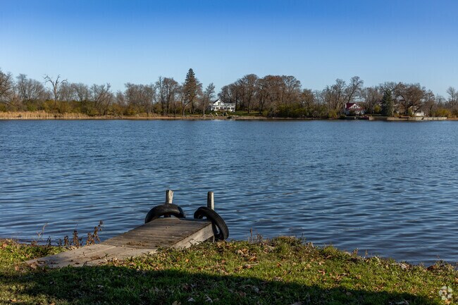 Scenic docks at Pistakee Lake Bay area in East Johnsburg.