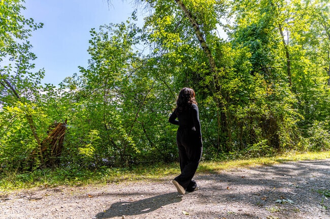 Hiking the Stillwater River Trail in Orono, Maine.