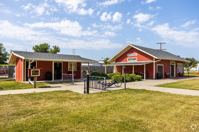 Woodward High Trestle Trail Station is a great place to take a break from your bike.