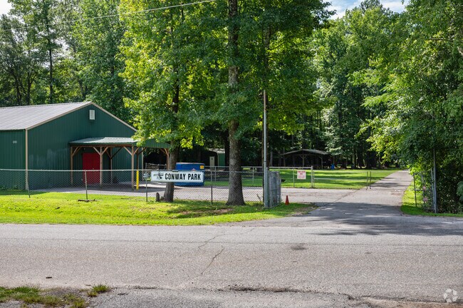 Conway Park’s main entrance welcomes visitors in Saxon.