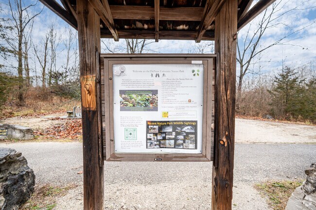 DePauw Nature Park has over 8 miles of hiking trails.