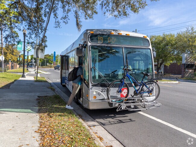 Bikers can put their bikes on the bus and conveniently travel to their destinations.