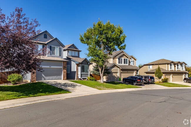 Rows of craftsman houses in a variety of colors can be seen in Saddle Rock Ridge.