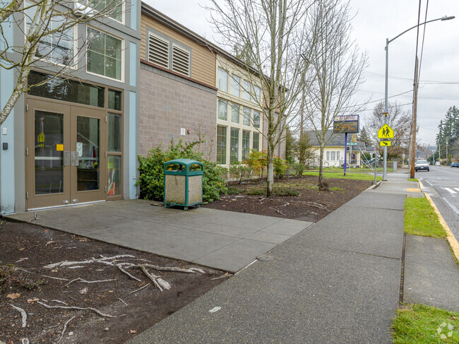 Side entrance to Stewart Elementary School.