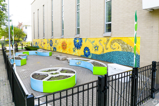 Depriest Elementary School has a community garden and colorful mural in the Austin community.