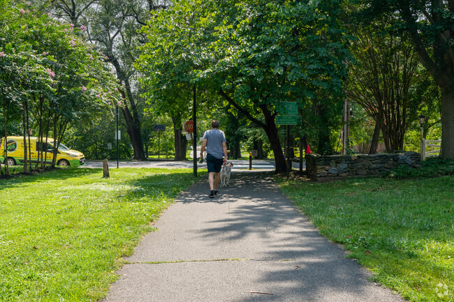 Leeway Overlee locals love walking their dogs on the provided trails in between homes.