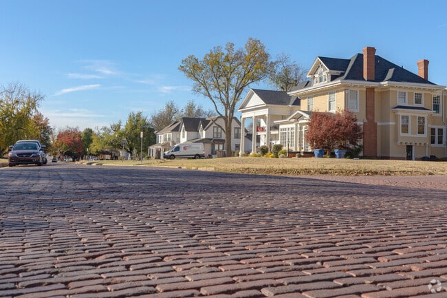 Some roads in Guthrie maintain the original cobblestone streets.