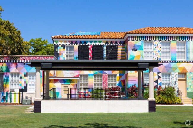 City Hall is a colorful building walkable from the Mango Groves neighborhood.