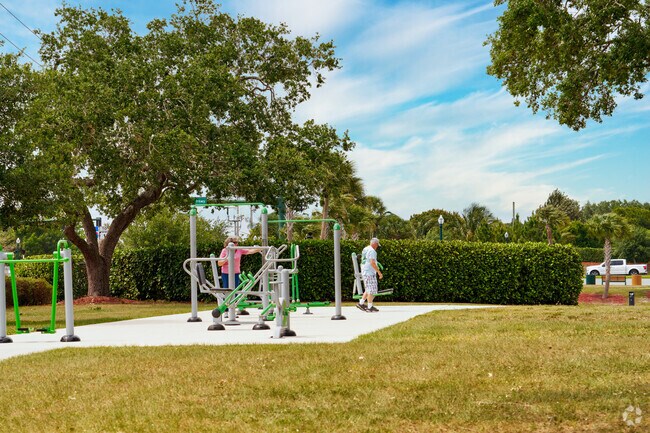 Residents of Floresta Gardens will find fitness equipment in the US Submarine Veterans Park.