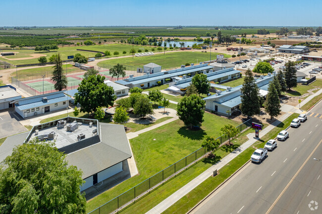 Strathmore High School is surrounded by the farmland and orchards of the San Joaquin Valley.