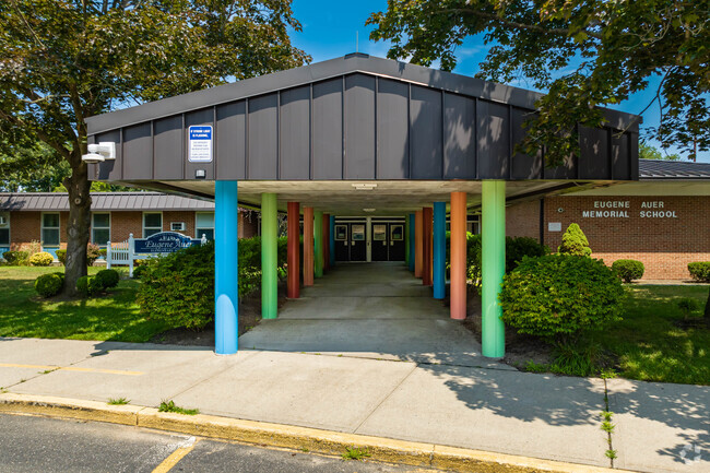 This is the main entrance to Eugene Auer School in Lake Grove.